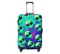 JBYJBX Green Aliens Print Suitcase Cover Luggage Protector Washable Elastic Fashionable Travel Gear Cover, Black, Small