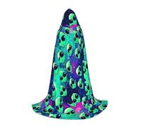 JBYJBX Green Aliens Print Unisex Hooded Cloak Halloween Cosplay Costume Christmas Carnival Party Wear Cape