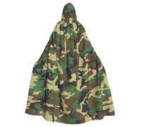 JBYJBX Green Military Camo Print Halloween Cosplay Medieval Festivals For Unisex Full Length Cloak With Hat Hooded