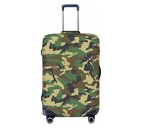 JBYJBX Green Military Camo Print Suitcase Cover Luggage Protector Washable Elastic Fashionable Travel Gear Cover, Black, Small