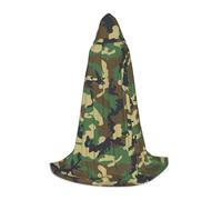 JBYJBX Green Military Camo Print Unisex Hooded Cloak Halloween Cosplay Costume Christmas Carnival Party Wear Cape