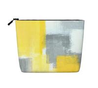 JBYJBX Grey And Yellow Abstract Art Painting Print Makeup Bags Waterproof Travel Cosmetic Tote Zippered Pouch For Women Toiletry Bag, Black, One Size, Black, One Size