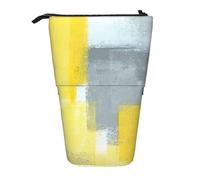JBYJBX Grey And Yellow Abstract Art Painting Print Pencil Case Multipurpose Telescopic Pencil Case Organizer, Stationery Storage Bag, Black, One Size