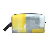 JBYJBX Grey And Yellow Abstract Art Painting Print Travel Storage Bag Capacity Zippered For Toiletries Cosmetics Daily Essentials, White, One Size, White, One Size