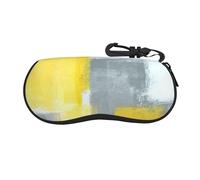JBYJBX Grey And Yellow Abstract Art Painting Print Travel Zipper Eyeglasses Case Lightweight Sunglasses Case Women Men Everyday Use, Black, One size