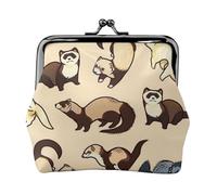 Jbyjbx Hairy Ferret Print Compact Coin Purse Cute Small Zipper Wallet With Kiss Lock For Daily Use And Gifts