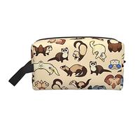 JBYJBX Hairy Ferret Print Travel Storage Bag Capacity Zippered For Toiletries Cosmetics Daily Essentials, White, One Size, White, One Size