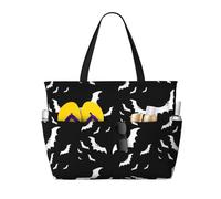 JBYJBX Halloween Flying Bats Print Beach Tote Large Capacity Travel Bag Waterproof Sandproof And Lightweight