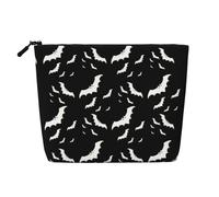 JBYJBX Halloween Flying Bats Print Makeup Bag Waterproof Travel Cosmetic Tote Zippered Pouch For Women Toiletry Bag, Black, One Size, Black, One Size