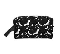 JBYJBX Halloween Flying Bats Print Travel Storage Bag Capacity Zippered For Toiletries Cosmetics Daily Essentials, White, One Size, White, One Size