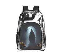 JBYJBX Halloween-ghost Print Clear Backpack Large Capacity Travel Hiking Work See Through Bookbag with Pocket