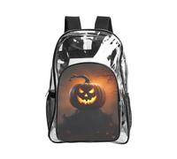 JBYJBX Halloween Ghost Pumpkin 1 Print Clear Backpack Large Capacity Travel Hiking Work See Through Bookbag with Pocket