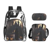 JBYJBX Halloween Goth 1 Print Unisex Transparent Backpack Set For School Travel Outdoor 3-Piece Clear Lunch Bag