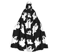 JBYJBX Halloween Goth Print Halloween Cosplay Medieval Festivals For Unisex Full Length Cloak With Hat Hooded