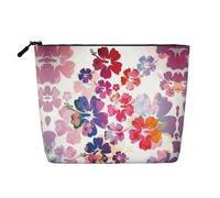 JBYJBX Hawaiian Flower Print Print Makeup Bag Waterproof Travel Cosmetic Tote Zippered Pouch For Women Toiletry Bag, Black, One Size