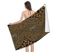 JBYJBX Hawaiian Tapa Honu Turtle Print Beach Towel Quick Dry Sandproof Microfiber Beach Bath Towel for Travel Pool Camping