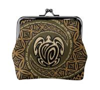 Jbyjbx Hawaiian Tapa Honu Turtle Print Compact Coin Purse Cute Small Zipper Wallet With Kiss Lock For Daily Use And Gifts