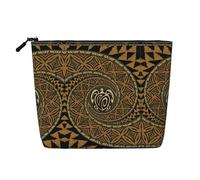 JBYJBX Hawaiian Tapa Honu Turtle Print Makeup Bag Waterproof Travel Cosmetic Tote Zippered Pouch For Women Toiletry Bag, Black, One Size