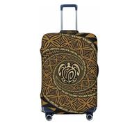 JBYJBX Hawaiian Tapa Honu Turtle Print Suitcase Cover Luggage Protector Washable Elastic Fashionable Travel Gear Cover, Black, X-Large