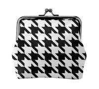 Jbyjbx Houndstooth Black Print Compact Coin Purse Cute Small Zipper Wallet With Kiss Lock For Daily Use And Gifts