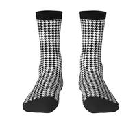 JBYJBX Houndstooth Black Print Crew Socks Unisex Socks Tall,Thick Long Socks Everyday Contrasting Colored Socks, 3 Black, One size