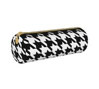 JBYJBX Houndstooth Black Print Leather Pencil Case Pouch - Slim & Cute Pencil Cases For Adults, Men And Women