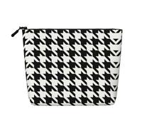 JBYJBX Houndstooth Black Print Makeup Bag Waterproof Travel Cosmetic Tote Zippered Pouch For Women Toiletry Bag, Black, One Size, Black, One Size