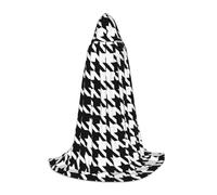 JBYJBX Houndstooth Black Print Unisex Hooded Cloak Halloween Cosplay Costume Christmas Carnival Party Wear Cape