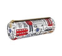 JBYJBX I Love London Print Leather Pencil Case Pouch - Slim & Cute Pencil Cases For Adults, Men And Women
