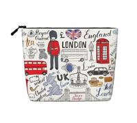 JBYJBX I Love London Print Makeup Bag Waterproof Travel Cosmetic Tote Zippered Pouch For Women Toiletry Bag, Black, One Size