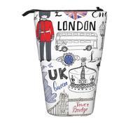 JBYJBX I Love London Print Pencil Case Multipurpose Telescopic Pencil Case Organizer, Stationery Storage Bag, Black, One Size