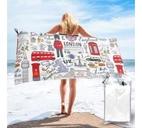 JBYJBX I Love London Print Quick Dry Towel Microfiber Towels for Body, Gym, Travel, and Beach â€“ Lightweight