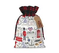 JBYJBX I Love London Printing Christmas Drawstring Gift Bag For Xmas Wrapping Festive Packaging Party Favors