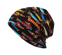 JBYJBX I Love My Dog Dachshunds Print Casual Beanie Knitted Hats Winter Warmth,Skull Caps, Slouchy Headwear, Nightcap, I Love My Dog Dachshunds, One size