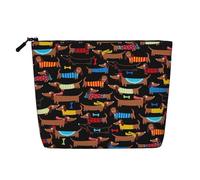 JBYJBX I Love My Dog Dachshunds Print Makeup Bag Waterproof Travel Cosmetic Tote Zippered Pouch For Women Toiletry Bag, Black, One Size