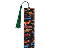 Jbyjbx I Love My Dog Dachshunds Print Wooden Bookmark Set â€“ Dual-Sided Full Print Colorful Tassels Birthday Parties Decor