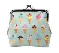 Jbyjbx Ice Cream Cones Print Compact Coin Purse Cute Small Zipper Wallet With Kiss Lock For Daily Use And Gifts