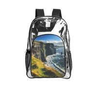 JBYJBX Ireland Outdoors County Clare The Cliffs Print Clear Backpack Large Capacity Travel Hiking Work See Through Bookbag with Pocket