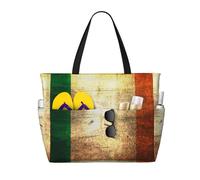 JBYJBX Irish Flag Print Beach Tote Large Capacity Travel Bag Waterproof Sandproof And Lightweight