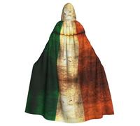 JBYJBX Irish Flag Print Halloween Cosplay Medieval Festivals For Unisex Full Length Cloak With Hat Hooded