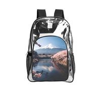 JBYJBX Japan Mount Fuji Landscape Print Clear Backpack Large Capacity Travel Hiking Work See Through Bookbag with Pocket