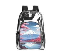 JBYJBX Japan Mount Fuji Landscape Print Clear Backpack Large Capacity Travel Hiking Work See Through Bookbag with Pocket