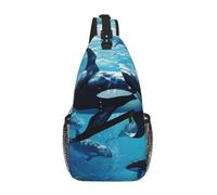 JBYJBX Killer Whales Swim Along Print Unisex Cross Chest Bag Diagonal Sling Backpack Capacity For Travel Hiking Daily Use