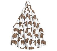 JBYJBX Kiwi Birds Cute Print Halloween Cosplay Medieval Festivals For Unisex Full Length Cloak With Hat Hooded
