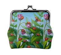 Jbyjbx Ladybug Print Compact Coin Purse Cute Small Zipper Wallet With Kiss Lock For Daily Use And Gifts