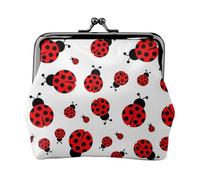 Jbyjbx Ladybug Print Compact Coin Purse Cute Small Zipper Wallet With Kiss Lock For Daily Use And Gifts