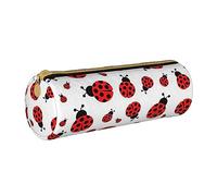 JBYJBX Ladybug Print Leather Pencil Case Pouch - Slim & Cute Pencil Cases For Adults, Men And Women
