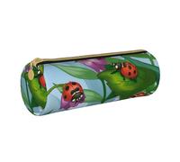 JBYJBX Ladybug Print Leather Pencil Case Pouch - Slim & Cute Pencil Cases For Adults, Men And Women