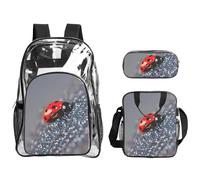 JBYJBX Ladybugs Pattern Infinite Speckled Print Unisex Transparent Backpack Set For School Travel Outdoor 3-Piece Clear Lunch Bag