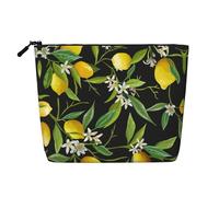 JBYJBX Lemon And Flower Print Makeup Bag Waterproof Travel Cosmetic Tote Zippered Pouch For Women Toiletry Bag, Black, One Size, Black, One Size